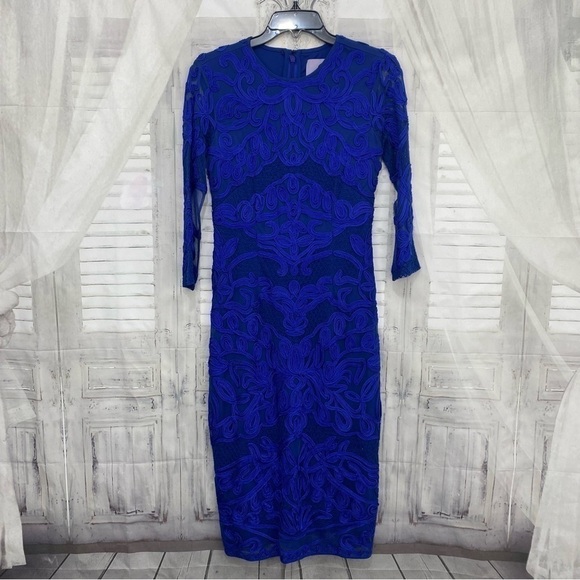 JS Collections Size 2 Sheath Royal Blue 3/4 Sleeve Round Neck Dress Formal NWOT - Picture 9 of 13